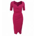 Dark Pink Sweetheart Neckline Midi Dress