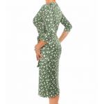 Green Floral Print Wrap Dress