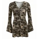 Geometric Print Bell Sleeve Tunic Top