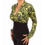 Green Retro Printed Corset Top