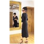 Black and Silver Sparkly Lurex Mock Wrap Dress