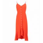 Orange Button Through Dip Hem Dress