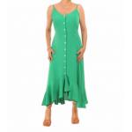 Green Button Through Dip Hem Dress