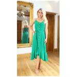 Green Button Through Dip Hem Dress