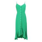 Green Button Through Dip Hem Dress
