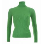 Green Ribbed Polo Neck Clingy Jumper