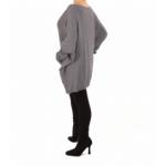 Dark Grey Oversized V Neck Jumper