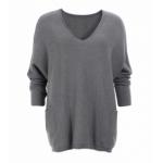 Dark Grey Oversized V Neck Jumper