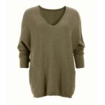 Khaki Oversized V Neck Jumper