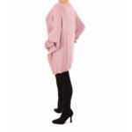 Pink Oversized V Neck Jumper