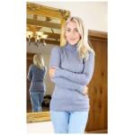 Grey Ribbed Polo Neck Long Jumper