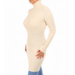 Oatmeal Ribbed Polo Neck Long Jumper