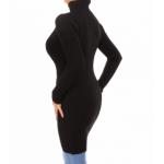 Black Ribbed Polo Neck Long Jumper