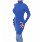 Royal Blue Ribbed Polo Neck Long Jumper