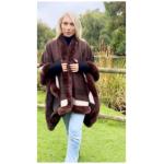 Chocolate Brown Faux Fur Trim Cape