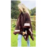 Chocolate Brown Faux Fur Trim Cape