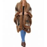 Camel Faux Fur Trim Cape