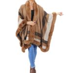 Camel Faux Fur Trim Cape