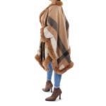 Camel Faux Fur Trim Cape
