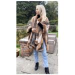 Camel Faux Fur Trim Cape