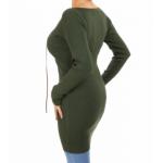 Khaki Green Lace up Ribbed Jumper