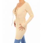 Cream Lace up Ribbed Jumper