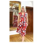 Red Floral Fit and Flare Dress
