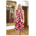Red Floral Fit and Flare Dress