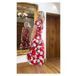 Red Floral Fit and Flare Dress