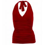 Wine Figure Hugging Halter Neck Top