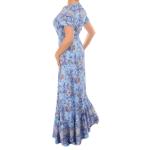 Blue Paisley Print Button Through Maxi Dress