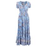 Blue Paisley Print Button Through Maxi Dress