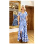 Blue Paisley Print Button Through Maxi Dress