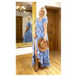 Blue Paisley Print Button Through Maxi Dress