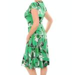 Green and White Print Tea Dress