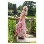 Pink Multi Print Button Detail Maxi Dress