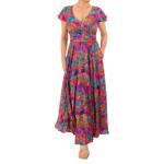 Vibrant Multi Print Button Detail Maxi Dress