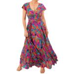 Vibrant Multi Print Button Detail Maxi Dress