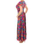 Vibrant Multi Print Button Detail Maxi Dress