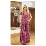 Vibrant Multi Print Button Detail Maxi Dress