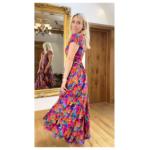 Vibrant Multi Print Button Detail Maxi Dress