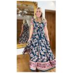 Teal and Pink Vintage Floral Button up Maxi Dress