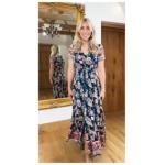 Teal and Pink Vintage Floral Button up Maxi Dress