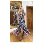 Teal and Pink Vintage Floral Button up Maxi Dress