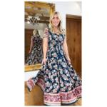 Teal and Pink Vintage Floral Button up Maxi Dress