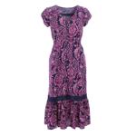 Pink and Navy Paisley Button Through Midi Dress