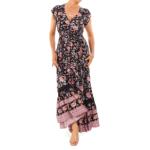 Boho Black and Pink Floral Button up Maxi Dress