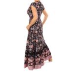 Boho Black and Pink Floral Button up Maxi Dress