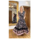 Boho Black and Pink Floral Button up Maxi Dress