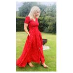 Red Ditsy Print Button-Through Maxi Dress